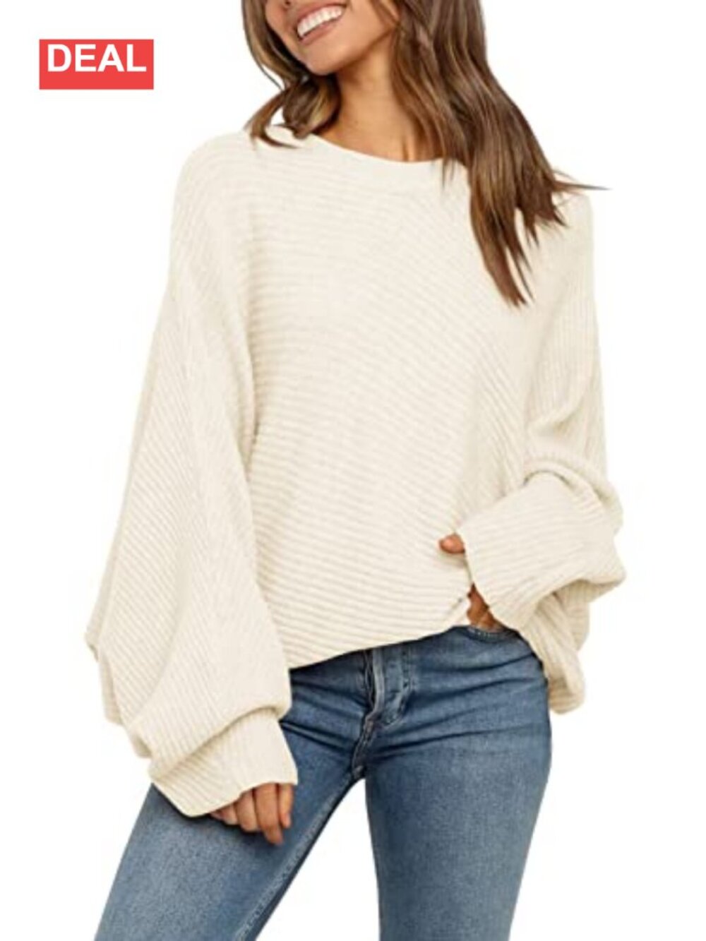 Oversized Slouchy Knit Pullover Sweater Loose Boyfriend Fit Long Sleeve Crew
